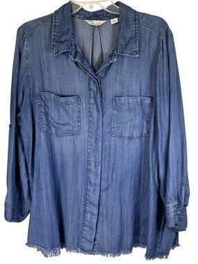 Cafe Marrakesh Button Up Denim Shirt Womens Size 1X Western Festival Cowgirl